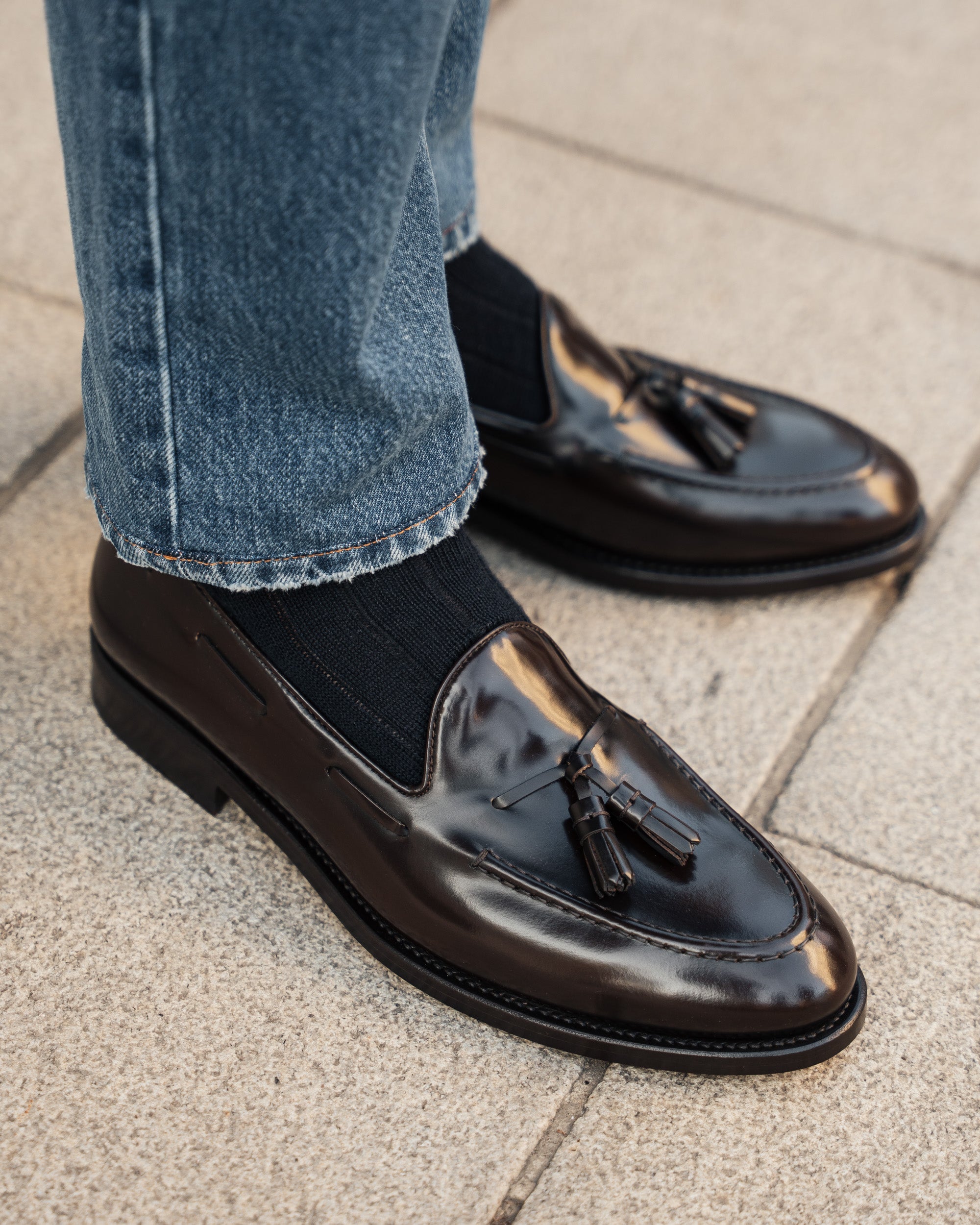 Men s dark brown leather Tassel Loafers Velasca