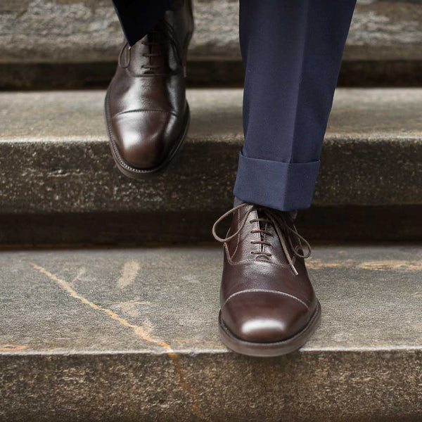 Brown cap toe dress shoes deals