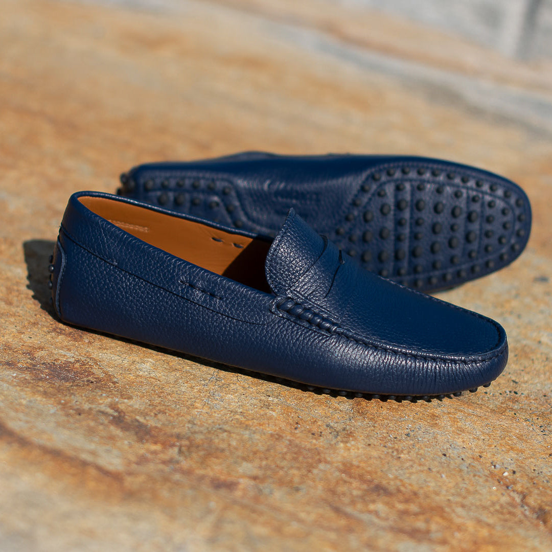 Blue sales leather moccasins