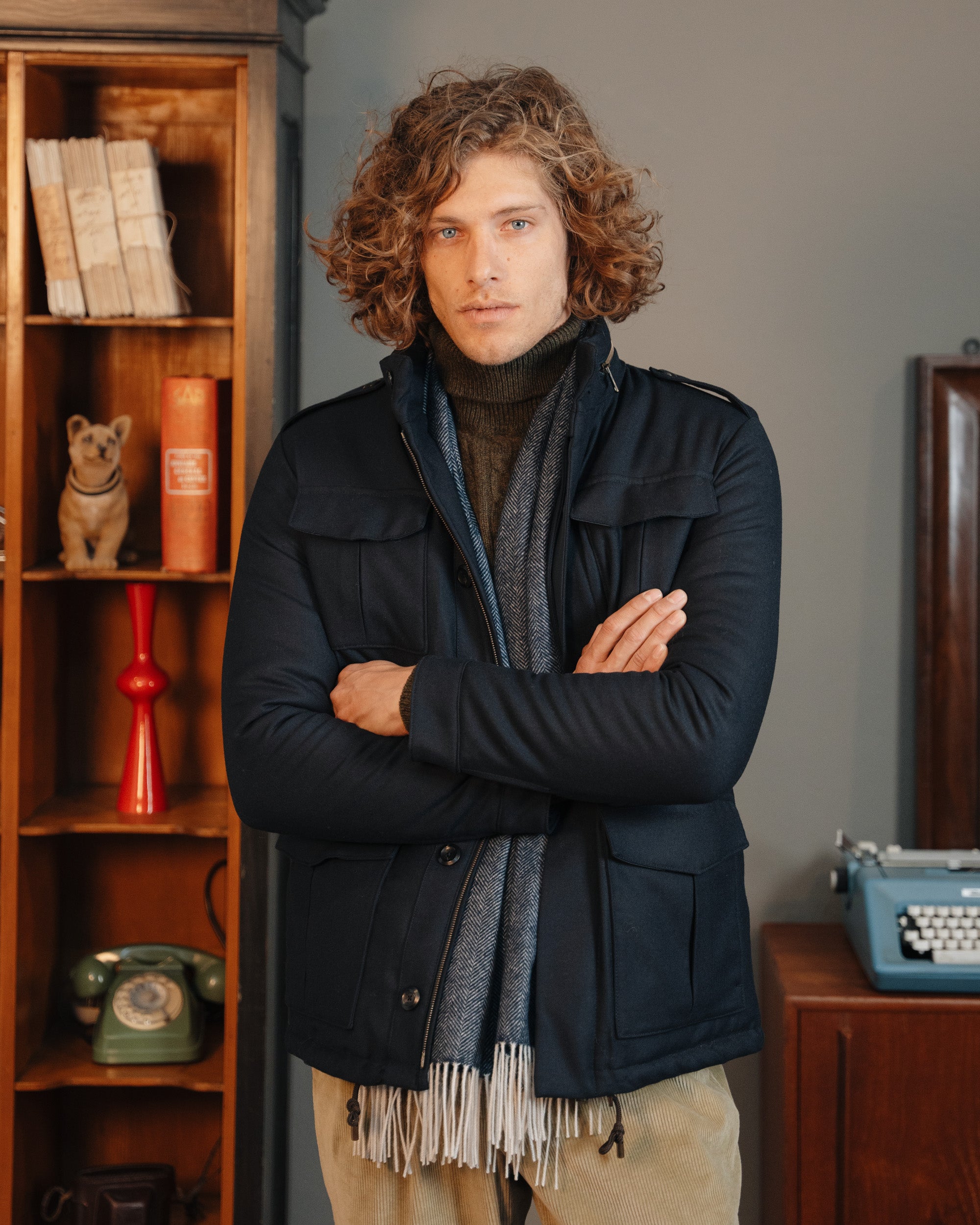 ジャケット・アウター HED MAYNER 100% Virgin Wool Jacket M Dark-blue wool field jacket, Made in Italy | Velasca