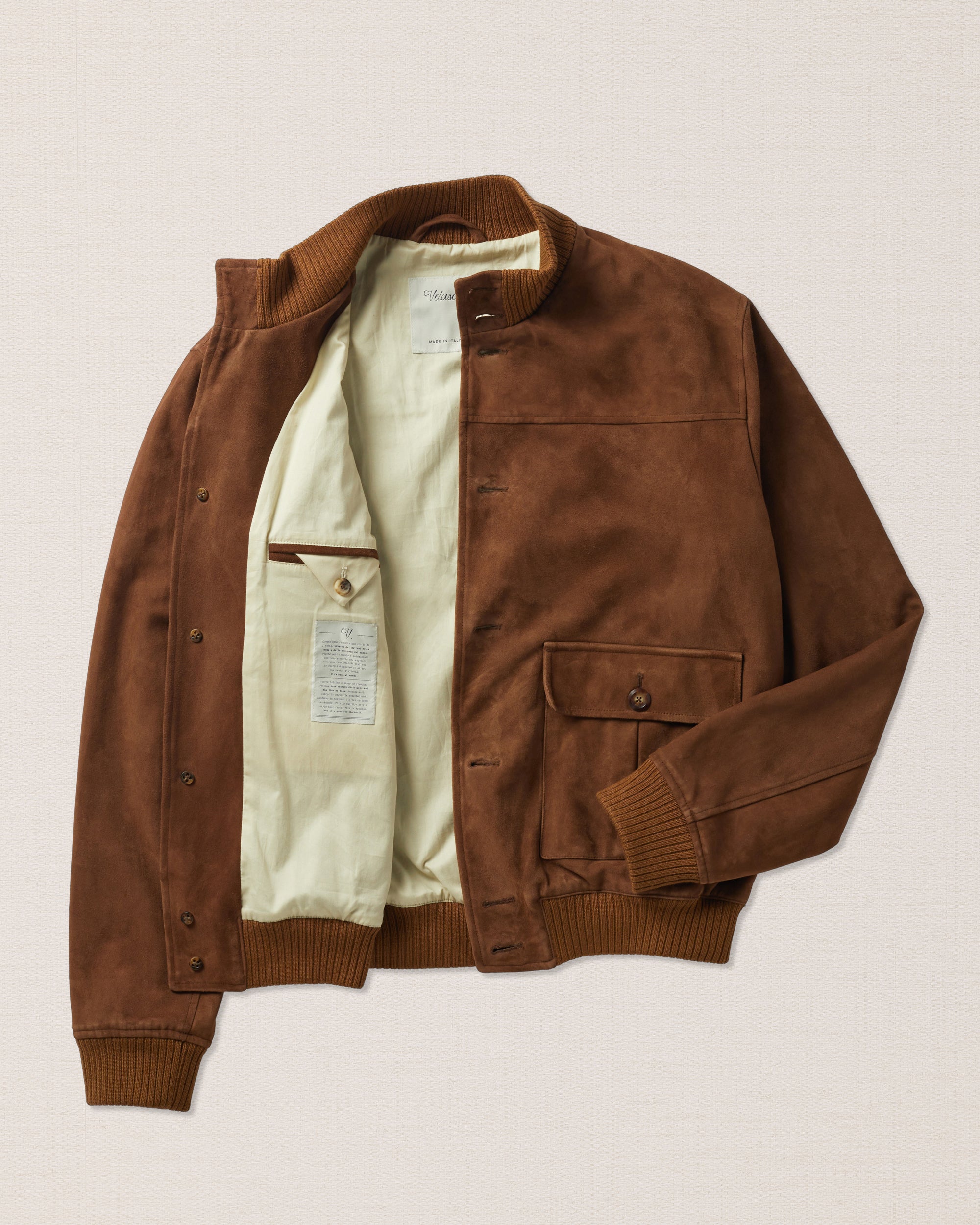 ジャケット・アウター Italy Suede Leather Bomber Jacket 50 Light brown suede bomber jacket, Made in Italy | Velasca