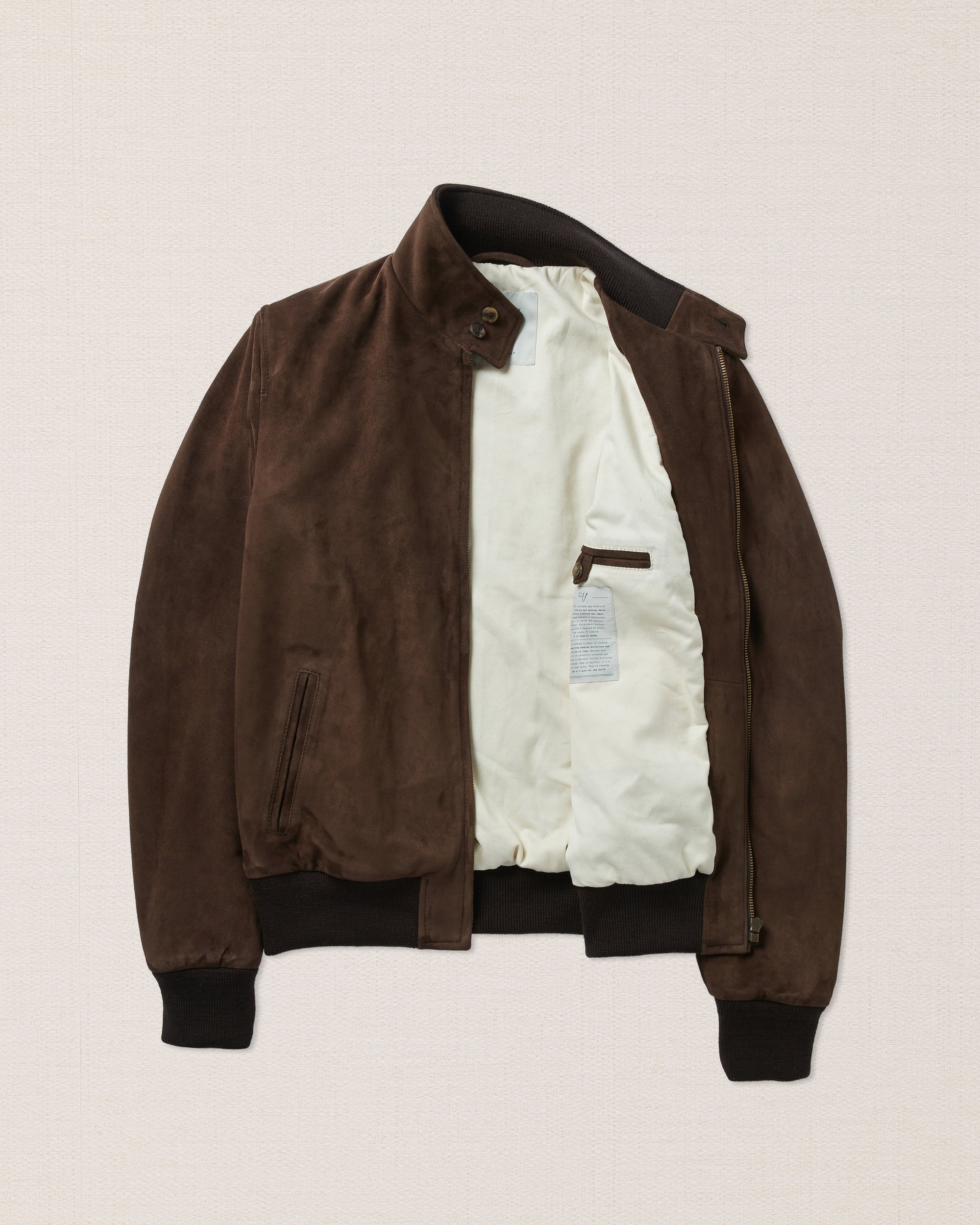 Brown suede leather bomber jacket, Made in Italy | Velasca