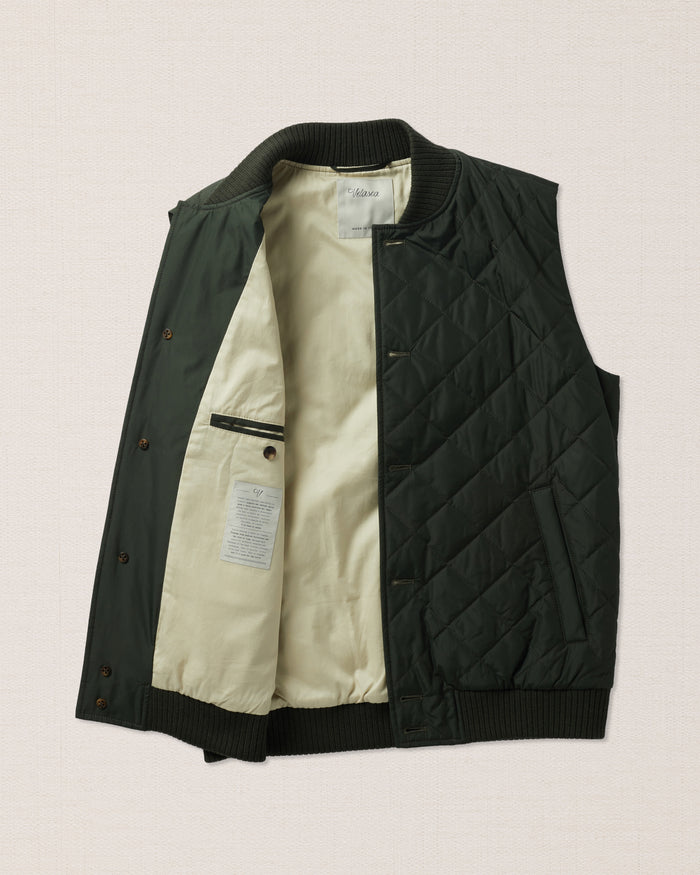 Green quilted sleeveless jacket, Made in Italy | Velasca