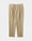 A still life photo of Velasca's beige double-pleated carrot fit pants in cotton and linen.