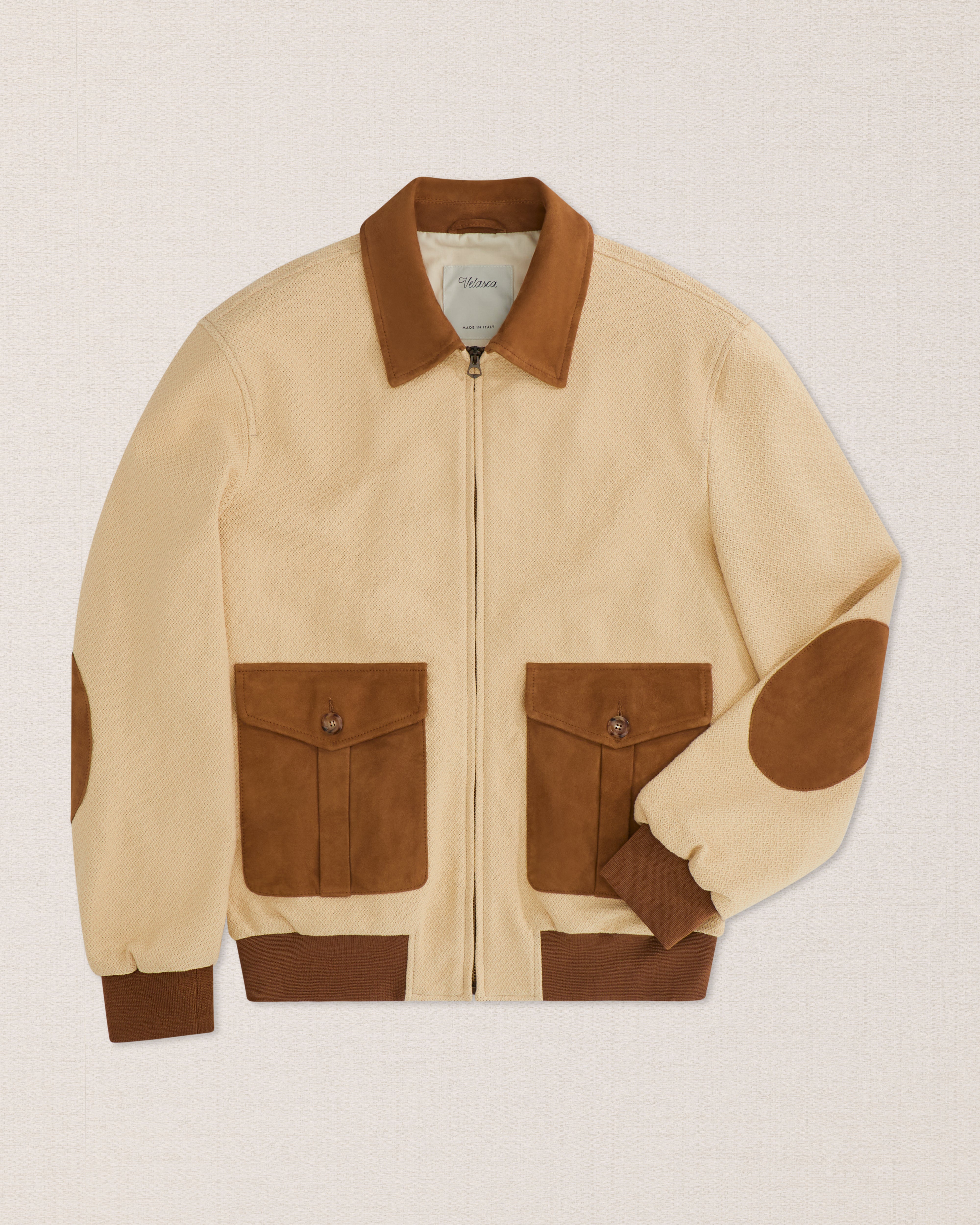 Brown suede leather bomber jacket, Made in Italy | Velasca