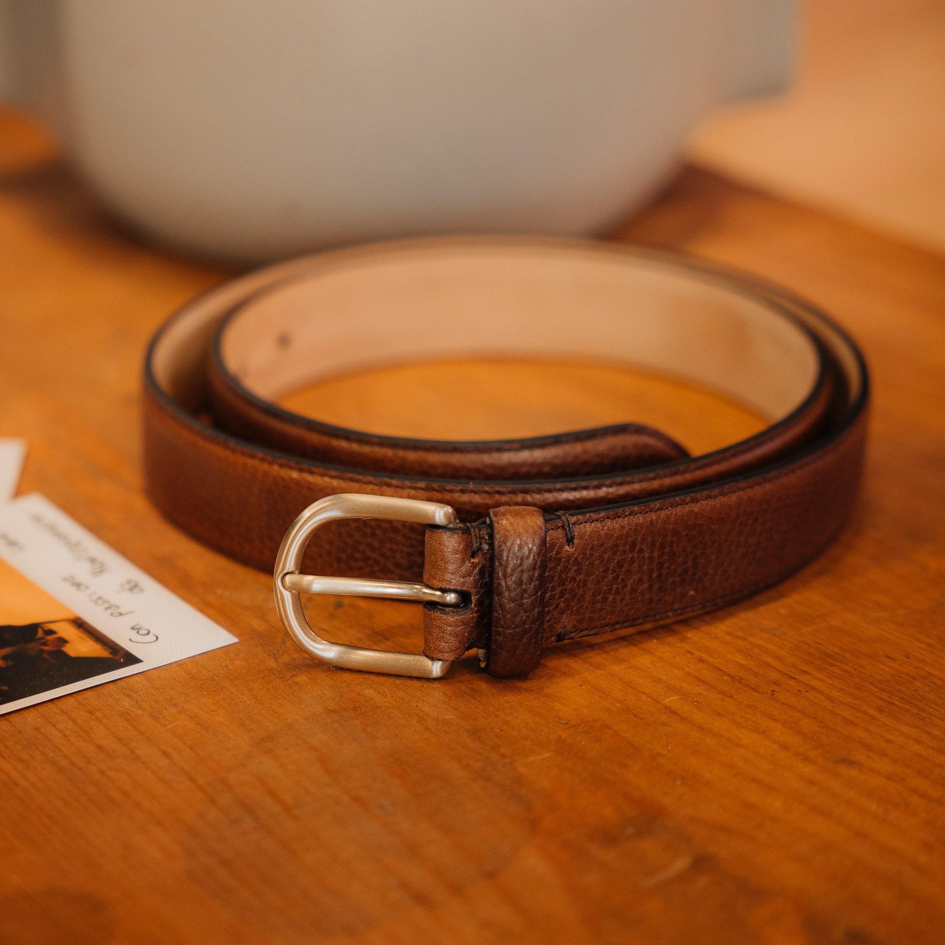 Tumbled italian hot sale leather belt